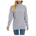 thumbnail image 5 of IROINNID Pullover Sweater for Women Winter Long Warm Round Neck Long Sleeve Turtleneck Loose Fit Knitwear Sweater,Gray, 5 of 5