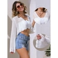 thumbnail image 2 of DARING DIVA Crochet Cropped Cardigan Long Sleeve Tie Front Bolero Shrug XS White, 2 of 6