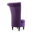 thumbnail image 7 of BELLEZE Vintage Upholstered Velvet Tufted High Back Armless Accent Chair w/ Solid Wooden Leg, Purple, 7 of 7
