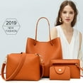 thumbnail image 5 of Ludlz 4Pcs Women Fashion Solid Color Soft Faux Leather Shoulder Bag Handbag Purse Set, 5 of 7