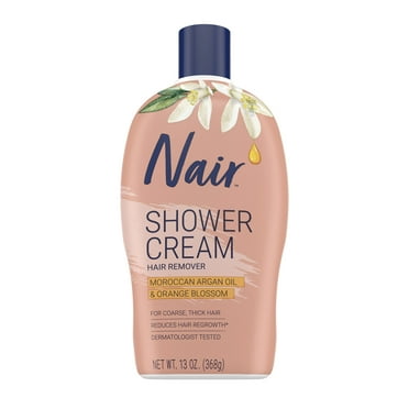 Nair Shower Cream Hair Remover, Moroccan Argan Oil & Orange Blossom, For Coarse Thick Hair, 13 oz