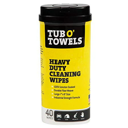 

Tub O Towels TW40 Heavy-Duty 7 x 8 Size Multi-Surface Cleaning Wipes 40 Count Per Canister White