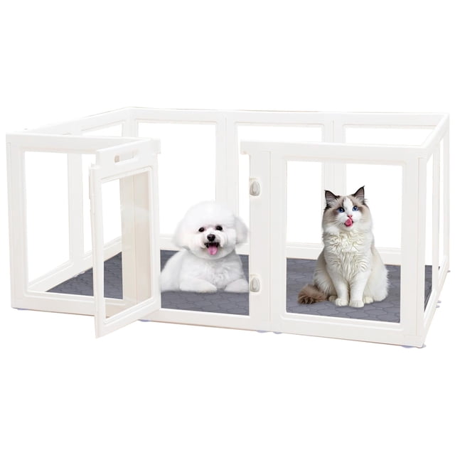 Parque de juegos para perros, acrílico transparente, para interiores, para animales pequeños
