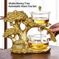 thumbnail image 3 of Lazy Kungfu Glass Tea Set, Semi Automatic Glass Teapot Set Drip Rotating with Infuser, Magic Teapot Tea Maker with 6 Cups, Auspicious Gift (Gold Money Tree Tea Set) C82, 3 of 3