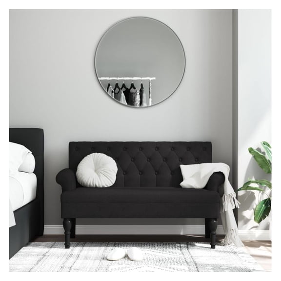 Black Loveseat Sofa, 47.2” Upholstered Living Room Sofa for 2 People, Modern Rectangular Sofa with Tufted Seat & Wood Frame