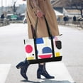 thumbnail image 4 of FORMRS Canvas Laptop Tote Bag for Women with 15.6" Computer Compartments Shoulder Handbag, Blue Retro Shapes, 4 of 7