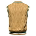 thumbnail image 4 of EGNMCR Pull Col Roulé pour Hommes, Pulls Décontractés Sans Manches à Motif Rhomboïde, Pull Col Rond Men Sweater, 4 of 9