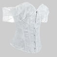 thumbnail image 3 of Women's Off-the-Shoulder Corset Top Ruffle Sleeve Sweetheart Neck Bustier Vintage Overbust Corset with Front Hook XS, 3 of 5