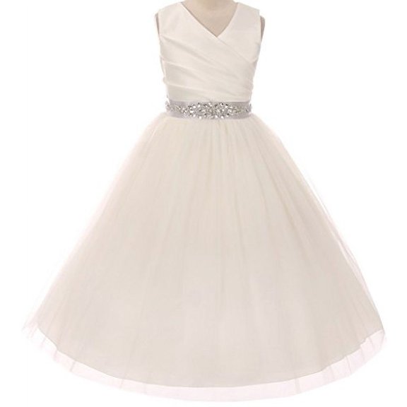 Flower Girl Dress Communion Bridesmaid Mix & Match for Big Girl Ivory Silver 14 276CB