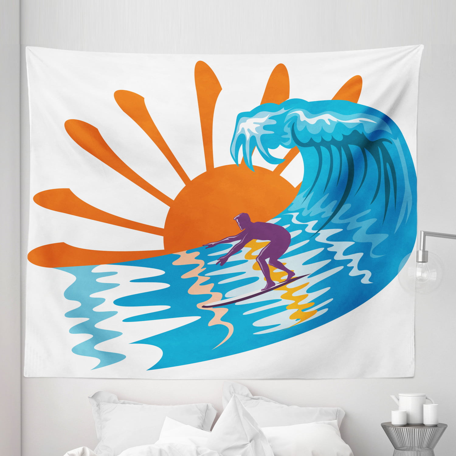 Surf Wave Wall Hanging Poster Tapestry Boho Hippie Beach Towel Art Home Decor 