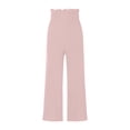 thumbnail image 2 of VISgogo Pantalones de Pierna Ancha con Volantes para Mujer, Pantalones de Color Sólido de Cintura Alta Sueltos Casuales de Verano VISgogo  moda, 2 of 4
