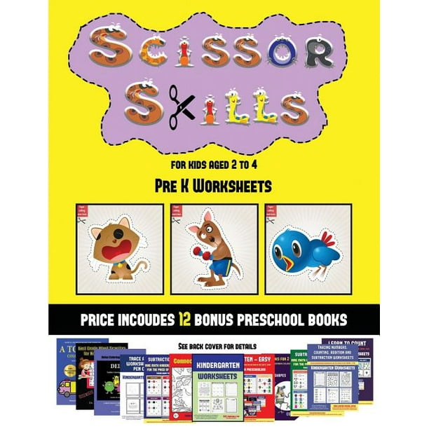 pre k worksheets pre k worksheets scissor skills for kids aged 2 to 4 20 full color kindergarten activity sheets designed to develop scissor skills in preschool children the price of this