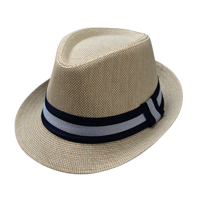 mens casual dress hats Wtxue for Men 1PC Hats Fedora Hats Men and Women Retro Jazz Hat Soild British Sun Hat Travel Sun Hat tone brown and beige hat features a classic contrasting brim and a stylish hat band adorned with a feather Mens Winter Dress Hat Fedora