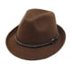 thumbnail image 3 of Sombrero Fedora, sombrero corto para el sol, accesorio para disfraz de cosplay, sombrero Panamá decorado, sombrero de jazz. Marrón oscuro, 3 of 9