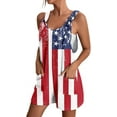 thumbnail image 2 of 4th of July Romper For Women Sleeveless American Flag Overall Shorts With Pockets, 2 of 8