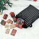 thumbnail image 4 of Bolsa de regalo de Navidad con cordón grande de tela de cuadros | 27,56 x 19,69 in | Saco reutilizable de tela para regalos navideños, caramelos y artículos para fiestas | Colores festivos Negro, 4 of 6