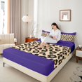 thumbnail image 4 of jejeloiu Leopard Print Texture Full Size Sheets,Purple Abstract Geometric Bed Sheets,Brown Cheetah Pattern Sheet Sets For Girl,Microfiber Bedroom Decor,4 Pieces, 4 of 7