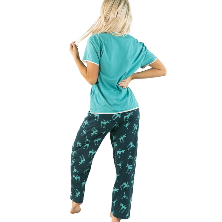 Lazy One Women s Pajama Set Short Sleeves with Cute Prints Relaxed Fit Funky Moose
