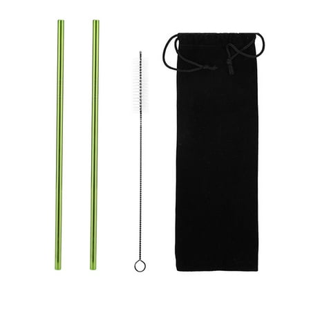 

AMNHDO 4pcs/Set Stainless Steel Reusable Straws+Cleaning Brush (Green Straight)