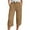 Khaki, variant on Bibifish Womens Pants Casual Solid Color Tie Elastic Waist Pocket Capri Sports Pants With Pockets Comfortable Summer Daily Wear Pants With Pockets