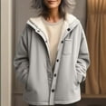 thumbnail image 4 of jtjvou Winter Warm Fleece Lined Jackets for Women Plain Color Jacket with Pocket Button Coats Outerwear Gray S, 4 of 7