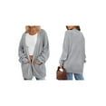 thumbnail image 3 of Womens Oversized Cardigan Soft Knit Cardigan Sweater with Pockets Grey M, 3 of 6