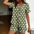 thumbnail image 4 of Ayolanni Womens Pajamas Sets Soft 2 Piece Short Sleeve Tops and Shorts Pjs Lapel Ladies Polka Dots Loungewear Sleepwear Sets L, 4 of 6