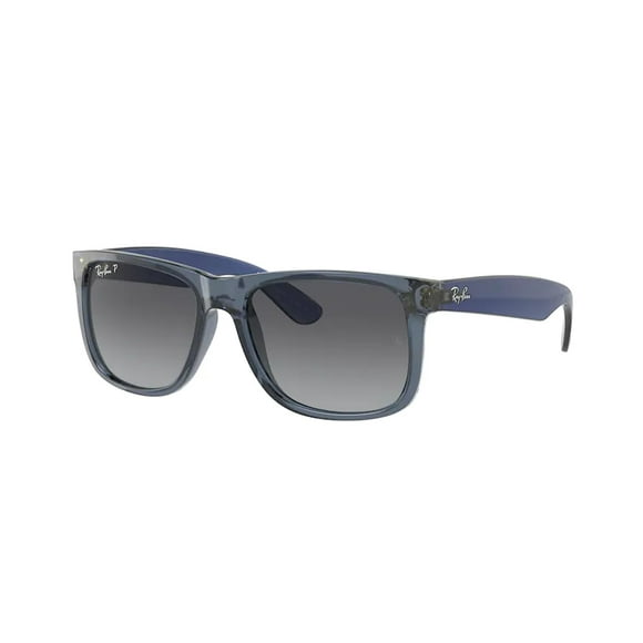 Ray-Ban Justin rb4165 6596t3 55mm transparent blue/grey gradient polarized square sunglasses for men + Bundle with designer iwear eyewear kit