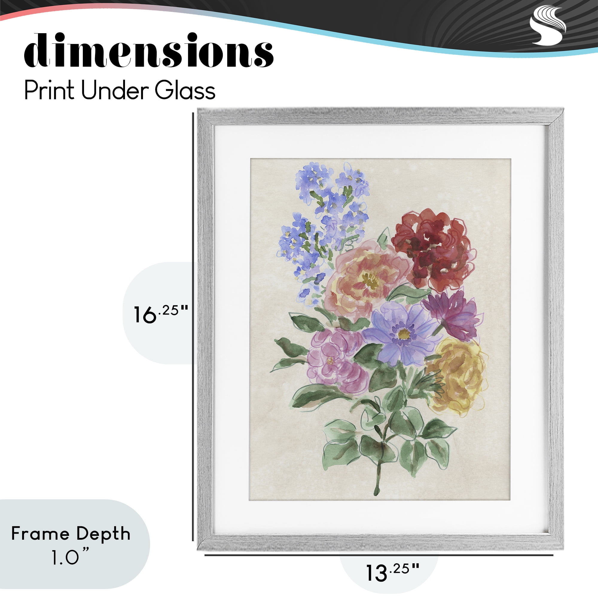 Stupell Industries Mixed Blooms on Parchment Gray Framed Print Under Glass, design by June Erica Vess
