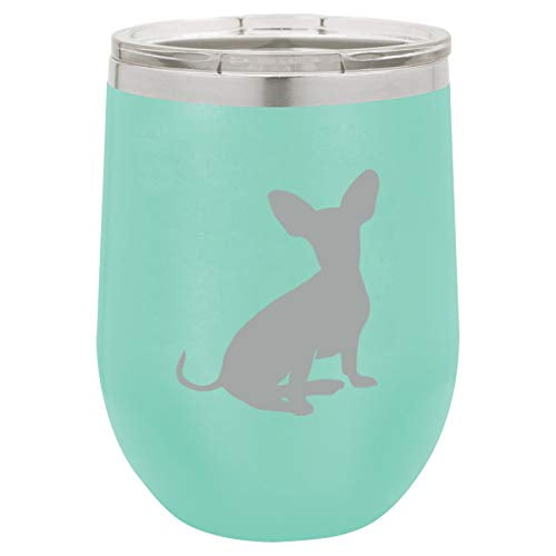 12 Oz Double Wall Vacuum Insulated Stainless Steel Stemless Wine Tumbler Glass Coffee Travel Mug With Lid Chiweenie Teal Walmart Com Walmart Com