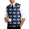 thumbnail image 4 of Resicozy Men's Valentines Day Sweater Vest Dressy Knit V Neck Button Down Casual Print Sleeveless Cardigan Sweaters Blue 5XL, 4 of 6