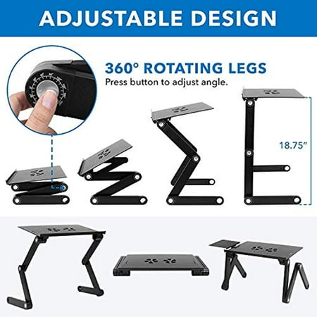 Mount-It! - Adjustable Tray for  Laptop with Cooling Fan and Mouse Pad - Black