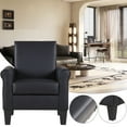 thumbnail image 6 of Lohoms Modern PU Faux Leather Accent Armchair Accent Arm Club Chair, Black, 6 of 9