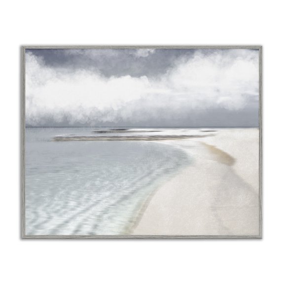 Stupell Industries Contemporary Nautical Beach Waves Crashing Shoreline Gray Framed Giclee Art, 20 x 16, by Marcus Prime