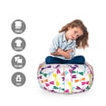 thumbnail image 2 of Dragonfly Storage Toy Bag Chair, Playroom Birthday Bunch of Winged Animals Floral Pattern, Stuffed Animal Organizer Washable Bag, Small Size, Multicolor, by Ambesonne, 2 of 3