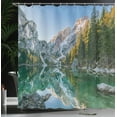 thumbnail image 4 of Ambesonne Nature Shower Curtain, Fall View Lake Mountain, 69"Wx70"L, Green Grey, 4 of 5