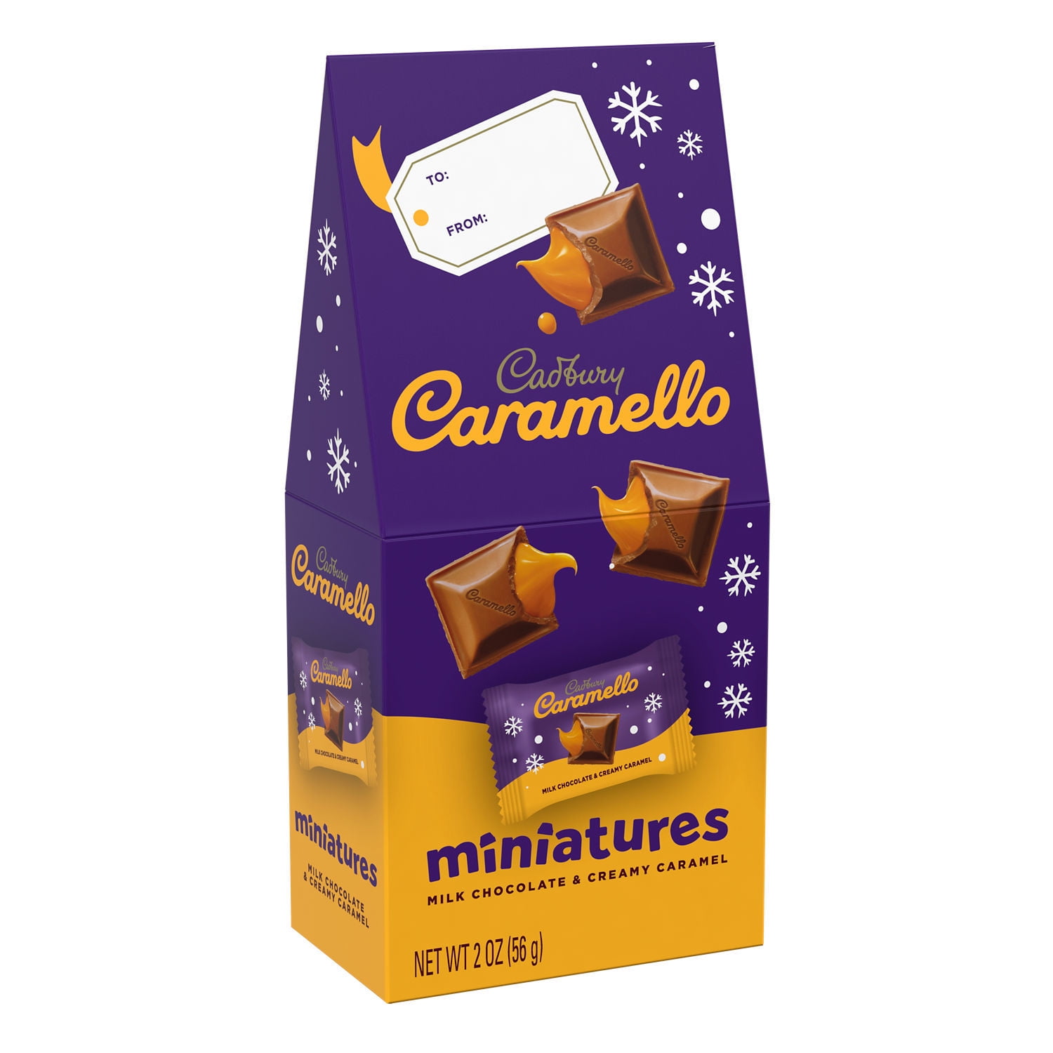 (3 pack) Cadbury Caramello Miniatures Milk Chocolate Caramel Christmas Candy, Gift Box 2 oz