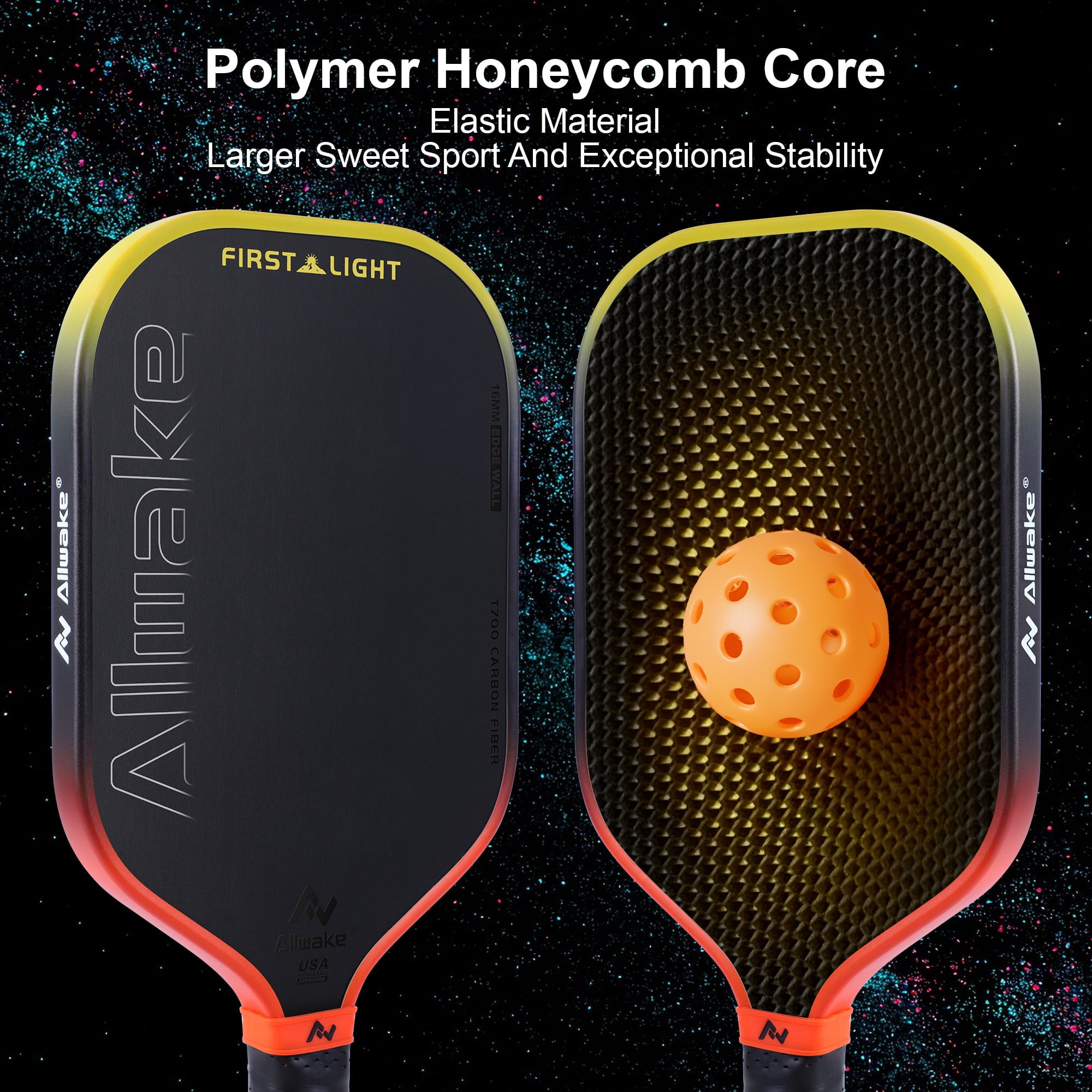 ALLWAKE Professional Pickleball Paddles - T700 Raw Carbon Fiber With Foam Injected Edges for Expanded Sweet Spot - Control & Power Paddle for All-Level Players
