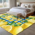 thumbnail image 4 of Yellow Lemon Area Rugs 6'x9', Washable Small Throw Rugs for Kitchen Dining room, Summer Botanical Blue Yellow Buffalo Plaid Indoor Outdoor Rug Non-Slip Low Pile Carpet Runner Reversible Floor Mats, 4 of 8