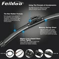 thumbnail image 6 of Feildoo 28"&26" Windshield Wiper Blades All Season Premium Wiper Blades,Pack of 2 for Car Front Window Driver and Left Passenger side, J U HOOK Wiper Arm, Car Windshield, 6 of 7