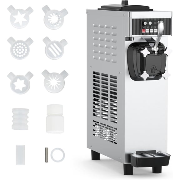 NEILA Commercial Ice Cream Maker Machine with 7L Hoppers 1200W, 4.7-5.8Gal/h Auto-Clean Single Flavor Soft Serve Ice Cream Machine, for Bars/Restaurants
