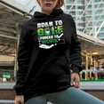 thumbnail image 2 of Born to Golf Forced to Work, Enthusiast Quote with Ball on a Tee & Club, Golfing or Golfer Themed Merch Gift, Black Hooded Sweatshirt or Hoodie, 2XL, 2 of 5