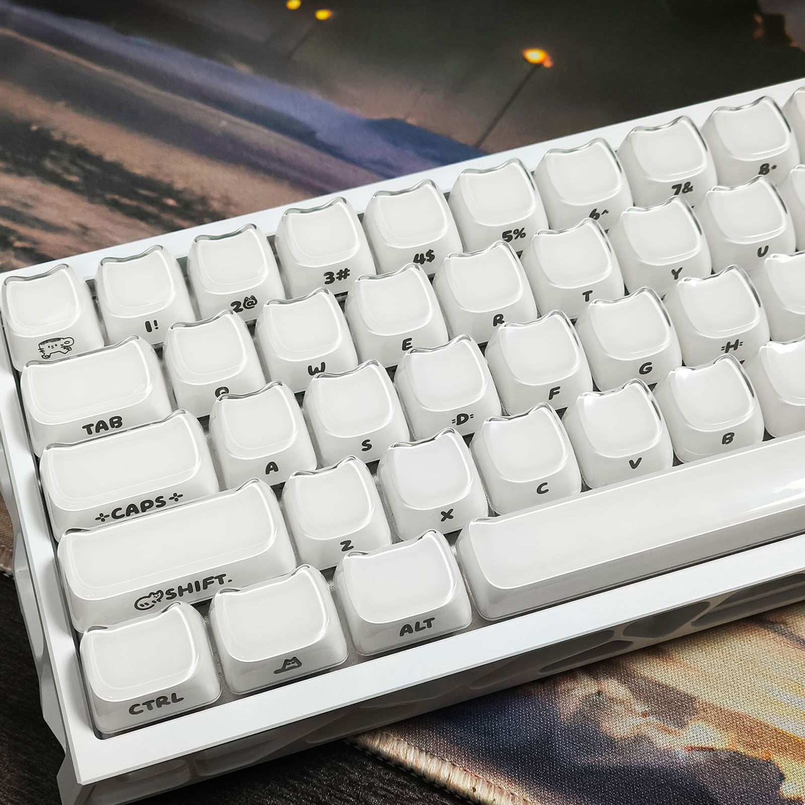MAO Ergonomic Profile 119 Key Keycap Set In Frosted Jelly Finish With Side Printed Characters For Gaming Keyboards