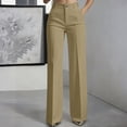 thumbnail image 2 of Dwellite Womens Dress Pants Business Casual Wide Leg Office Work Pants Stretchy Straight High Waisted Trousers Khaki XL, 2 of 6