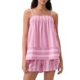 thumbnail image 2 of Womens Striped 2 Piece Lounge Sets Sleeveless Striped Pjs Set Cami Top and Shorts Pajama Set Outfits, 2 of 9
