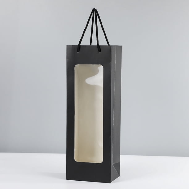 Xiao Hua Regalos, flores, bolsas de embalaje para cajas de regalo, flores con ventana transparente rectangular, regalos, bolsos de embalaje para vino tinto (negro)