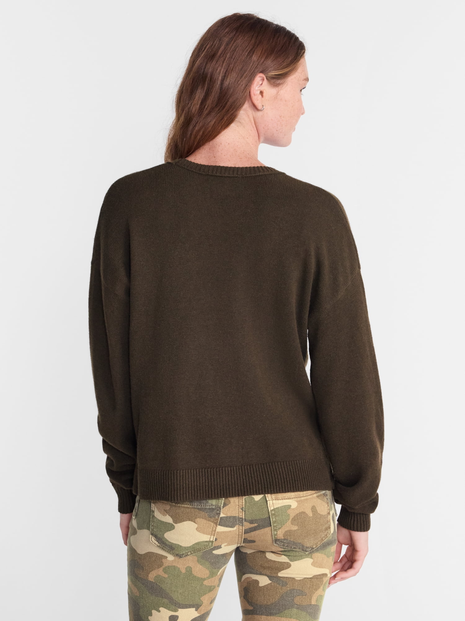 No Boundaries Essential Crewneck Sweater, Lightweight, Women's and Women's Plus XXS-4X