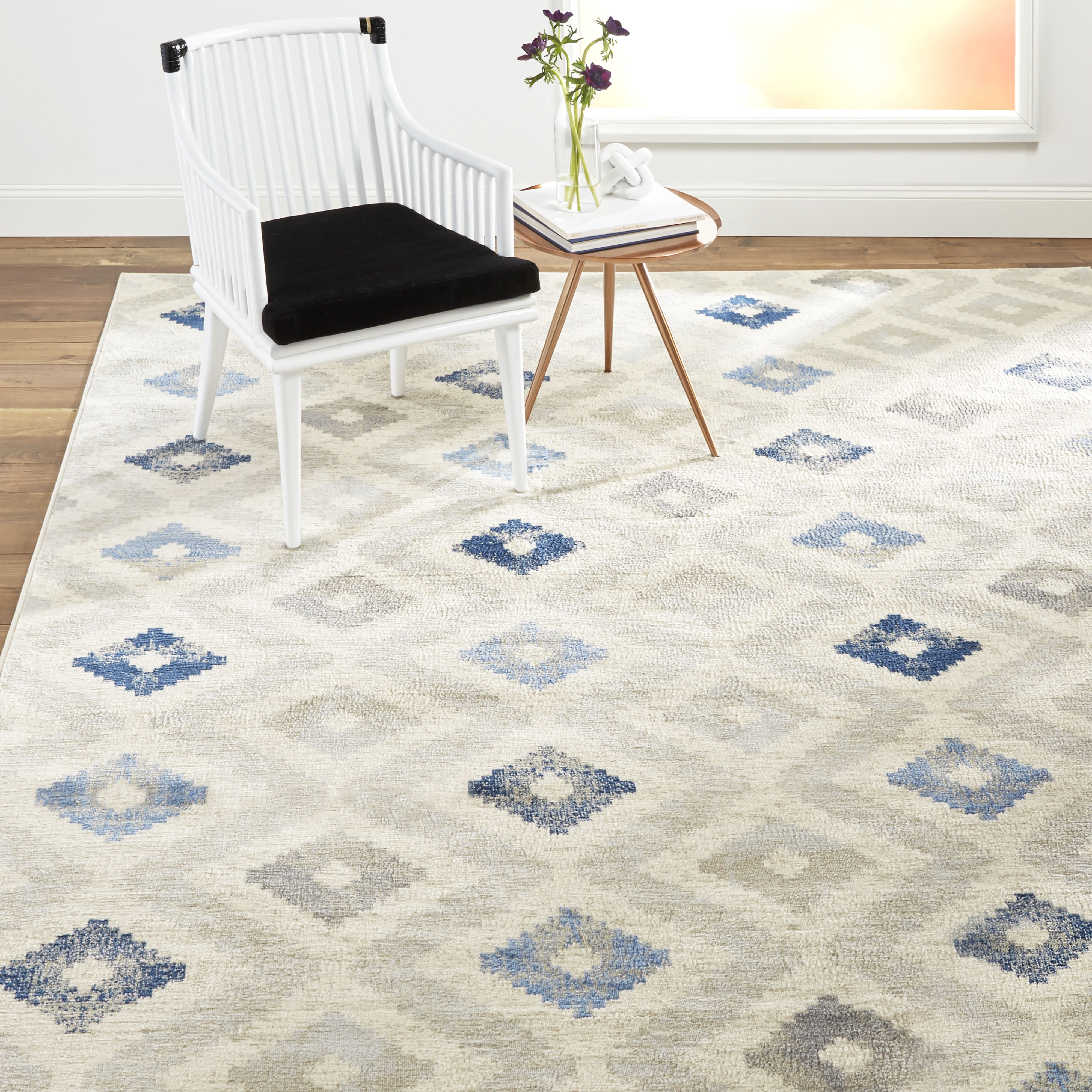 Home Dynamix Melrose Maritza Geometric Area Rug, Ivory Blue, 6'6"x9'6