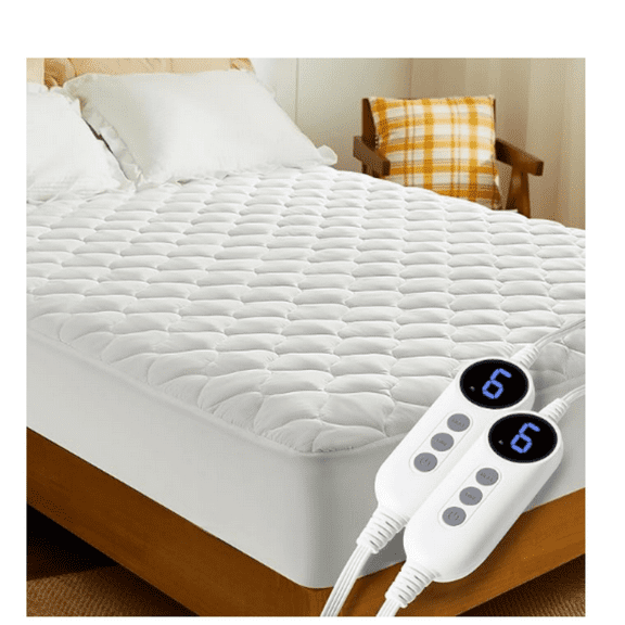 Heated Mattress Pad Queen Size Dual Control, Fast Heating Bed Warmer, Electric Mattress Pad Cover with Deep Pocket 9 Heat Settings, 10 H Auto Shut Off, Machine Washable, White 60"*80"