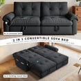 thumbnail image 2 of 77" Sleeper Sofa with Pull-Out Bed, 2-in-1 Convertible Sofa Bed with Adjustable Backrest, Flannelette Loveseat with Side Pocket, for Living Room Dorm Apartment, Dark Gray, 2 of 9